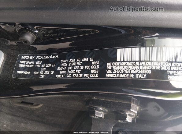 ZFBCFYBT9GP344903 2016 FIAT 500X Black Widok komory silnika