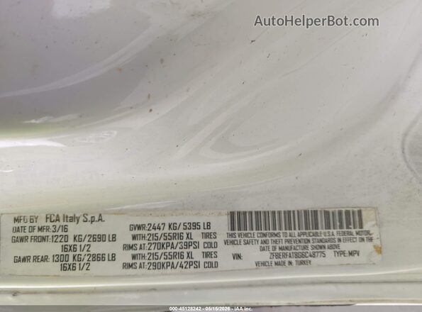 ZFBERFAT8G6C48775 2016 RAM PROMASTER CITY White Widok komory silnika