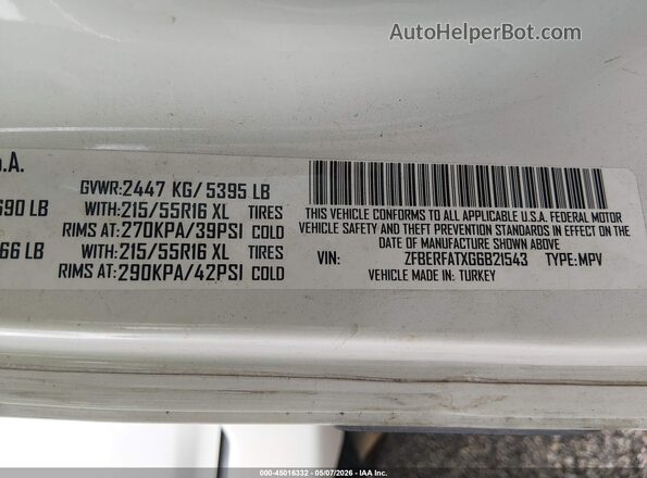 ZFBERFATXG6B21543 2016 RAM PROMASTER CITY White Вид підкапотного простору