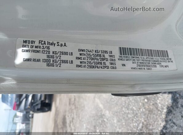 ZFBERFBT9G6C52106 2016 RAM PROMASTER CITY White ძრავის განყოფილების ხედი
