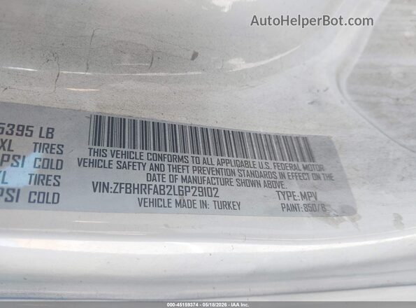 ZFBHRFAB2L6P29102 2020 RAM PROMASTER CITY Белый Вид подкапотного пространства