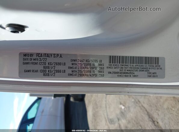 ZFBHRFAB5N6W49554 2022 RAM PROMASTER CITY Белый Вид подкапотного пространства