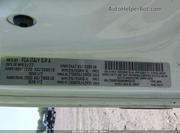 ZFBHRFAB8N6W85576 2022 RAM PROMASTER CITY Белый Вид подкапотного пространства