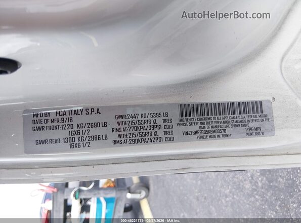ZFBHRFBB5K6M00570 2019 RAM PROMASTER CITY White 