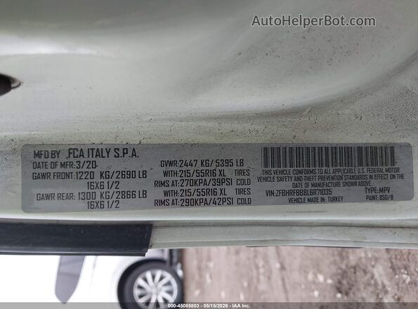 ZFBHRFBB8L6R71035 2020 RAM PROMASTER CITY Белый Вид подкапотного пространства