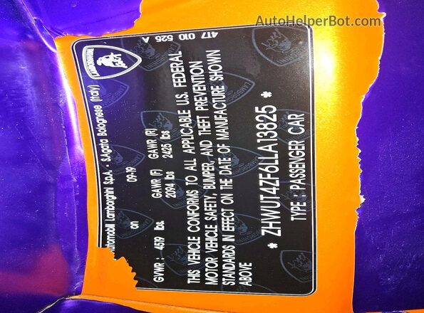 ZHWUT4ZF6LLA13825 2020 LAMBORGHINI HURACAN Orange Widok komory silnika