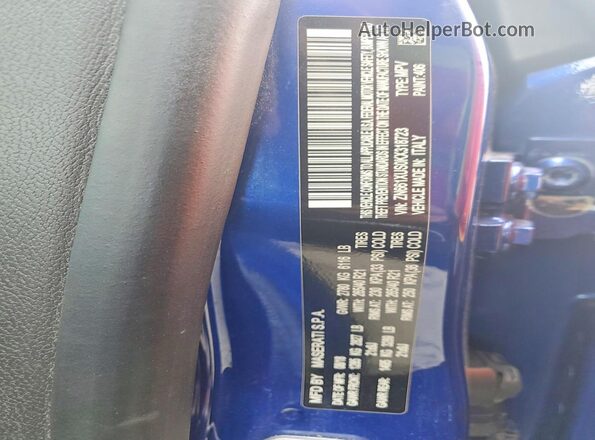 ZN661XUS0KX318723 2019 MASERATI LEVANTE Blue Widok naklejki z numerem VIN