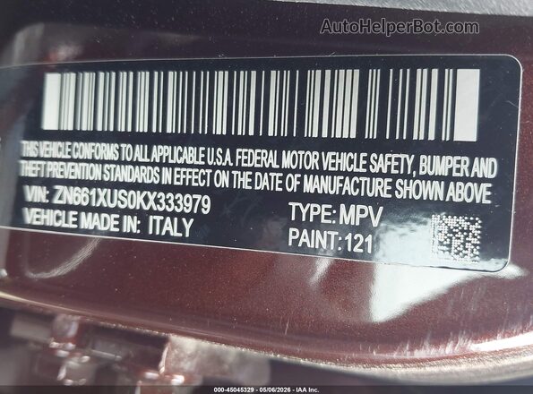 ZN661XUS0KX333979 2019 MASERATI LEVANTE Dark Brown Вид подкапотного пространства