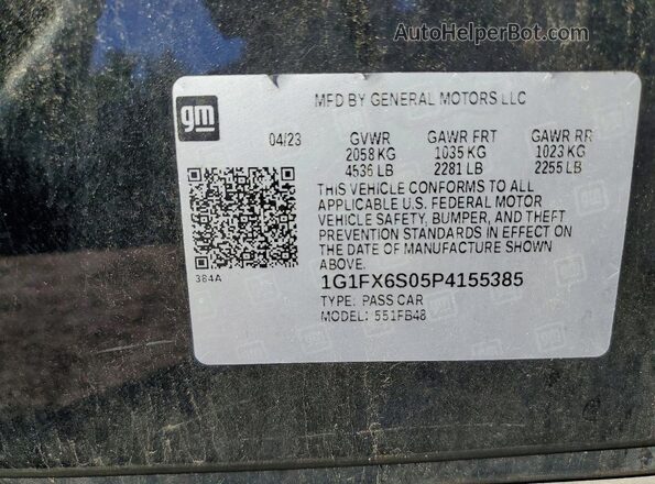1G1FX6S05P4155385 2023 CHEVROLET BOLT Black Vista interior de 360 grados