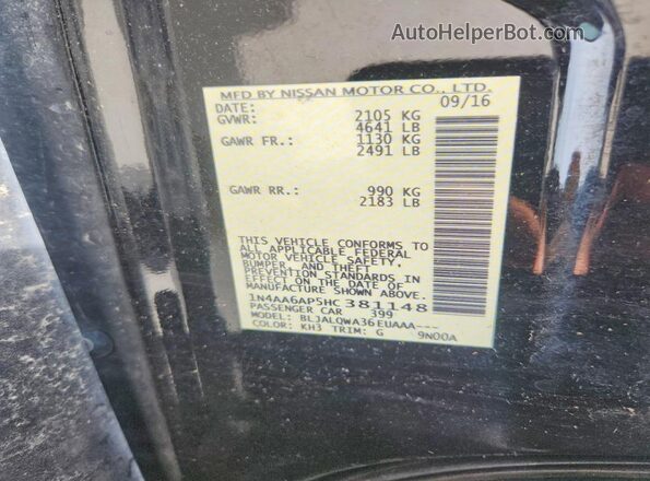 1N4AA6AP5HC381148 2017 NISSAN MAXIMA Black VIN կոդի պիտակի տեսք