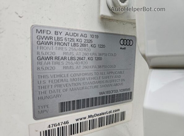 WA1EECF32L1036565 2020 AUDI Q3 Белый 