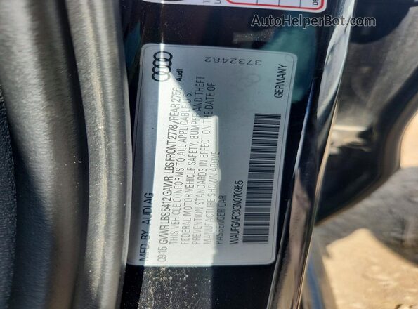 WAUFGAFC3GN070955 2016 AUDI A6 Black Vista de la etiqueta del VIN