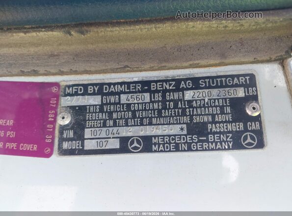 10704412019450    1974 MERCEDES-BENZ 450 SL C Light Blue 