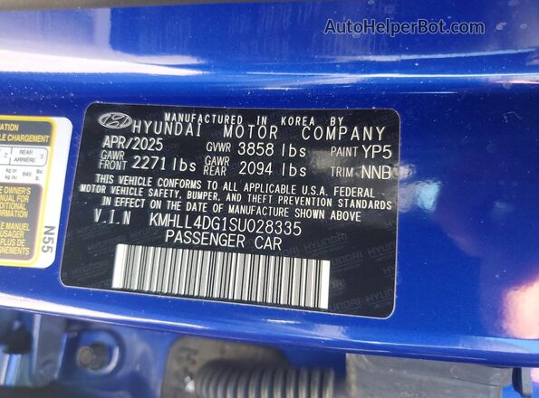 KMHLL4DG1SU028335 2025 HYUNDAI ELANTRA Blue 