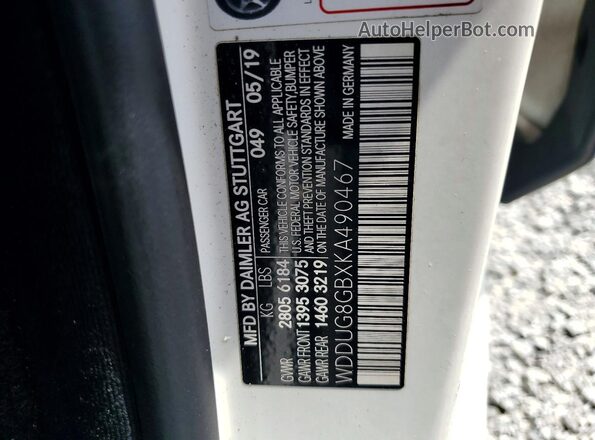 WDDUG8GBXKA490467 2019 MERCEDES-BENZ S-CLASS White 