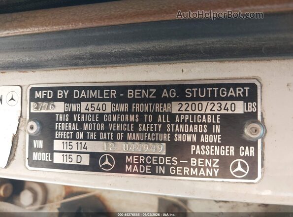 11511412044949    1976 MERCEDES-BENZ 300 Белый 