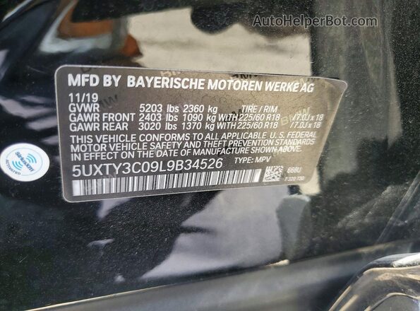 5UXTY3C09L9B34526 2020 BMW X3 Black 