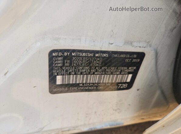 ML32A3HJXLH001346 2020 MITSUBISHI MIRAGE Белый 