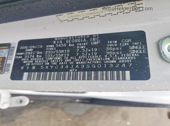 5XYC34JA9SG013247 2025 KIA EV6 White 