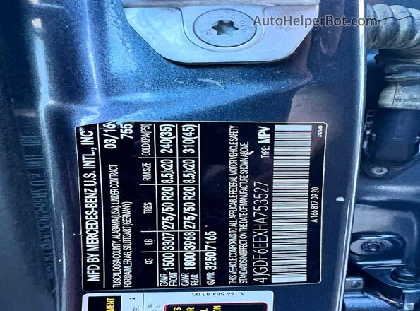 4JGDF6EEXHA753527 2017 MERCEDES-BENZ GLS-CLASS Gray Widok wnętrza z tyłu