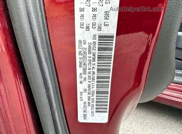 2C4RDGEG1HR738000 2017 DODGE GRAND Красный Вид задней части салона