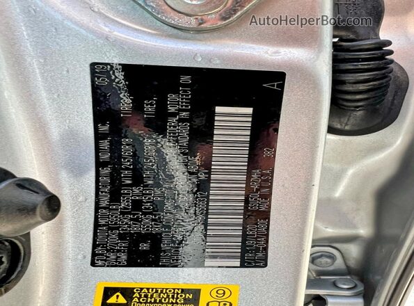 5TDKZRFH8KS566312 2019 TOYOTA HIGHLANDER Silver 