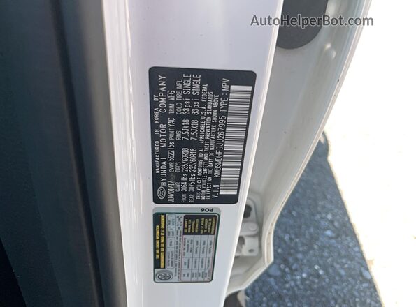 KM8SMDHF9JU267995 2018 HYUNDAI SANTA White 