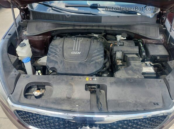 5XYPH4A53HG204077 2017 KIA SORENTO Maroon Widok komory silnika