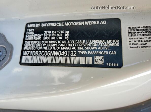 WZ1DB2C06NW049132 2022 TOYOTA ALL White 360 interior view