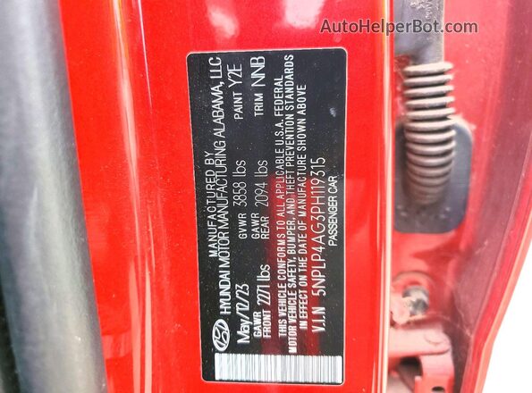 5NPLP4AG3PH119315 2023 HYUNDAI ELANTRA Red 