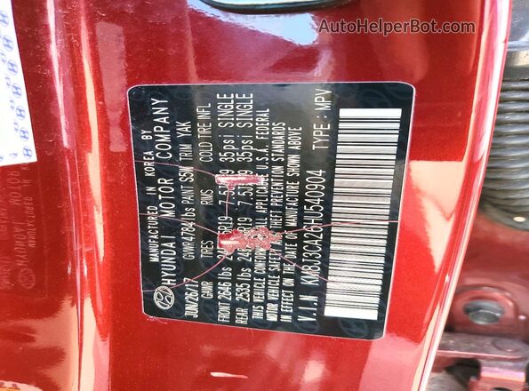 KM8J3CA26HU540904 2017 HYUNDAI TUCSON Red 