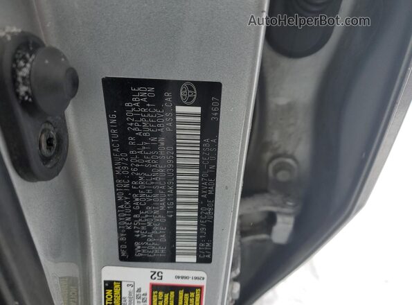4T1G11AK9LU399520 2020 TOYOTA CAMRY Gray 