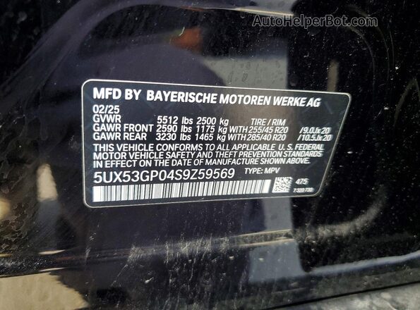 5UX53GP04S9Z59569 2025 BMW X3 Черный 
