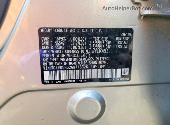 3CZRU5H32GM716326 2016 HONDA HR-V Silver 