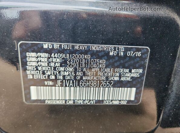 JF1VA1L66H9812652 2017 SUBARU WRX Black 