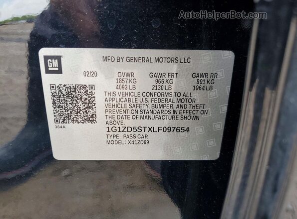 1G1ZD5STXLF097654 2020 CHEVROLET MALIBU Black VIN sticker view