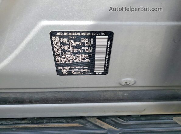 JN8AZ2NF0H9646346 2017 INFINITI QX80 Silver Widok wnętrza 360 stopni