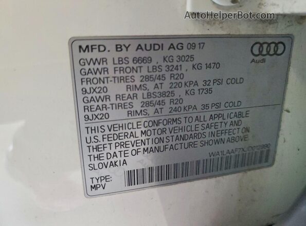 WA1LAAF7XJD012990 2018 AUDI Q7 White 