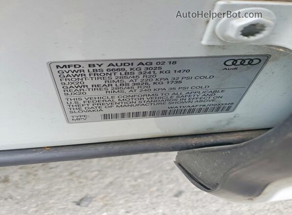 WA1VAAF78JD033328 2018 AUDI Q7 White 
