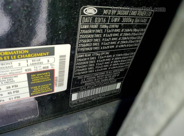 SALWG2KF0GA653668 2016 LAND ROVER RANGE Black Սալոնի 360 աստիճան տեսք