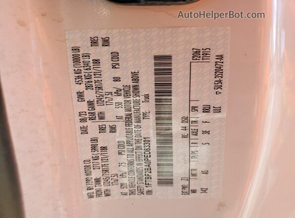 1FTBF2BA0PED83301 2023 FORD F250 White VIN sticker view
