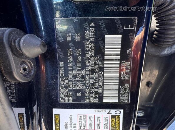 JTEBU5JR1G5373905 2016 TOYOTA 4RUNNER Black Вид наклейки з VIN-кодом