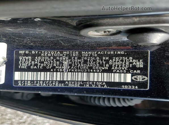 4T1BF1FK6HU314497 2017 TOYOTA CAMRY Black Vista de la etiqueta del VIN