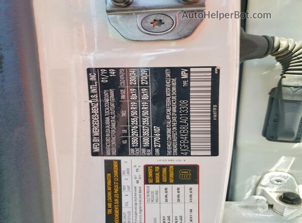 4JGFB4KB8LA013308 2020 MERCEDES-BENZ GLE White Widok wnętrza 360 stopni
