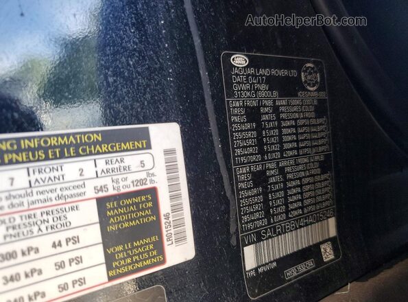 SALRTBBV4HA015246 2017 LAND ROVER DISCOVERY Black Vista interior de 360 grados