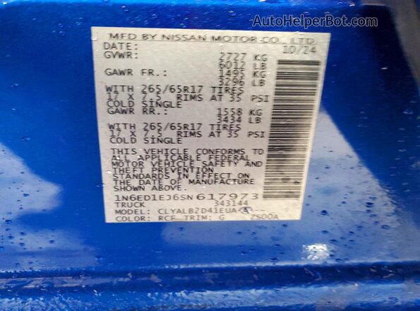 1N6ED1EJ6SN617973 2025 NISSAN FRONTIER Blue 
