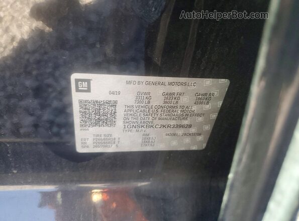 1GNSKBKC2KR339628 2019 CHEVROLET TAHOE Black 