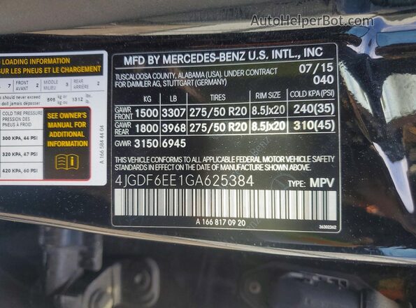 4JGDF6EE1GA625384 2016 MERCEDES-BENZ GL-CLASS Черный 