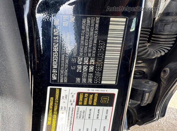 55SWF8EB0KU315837 2019 MERCEDES-BENZ C Черный Вид задних сидений