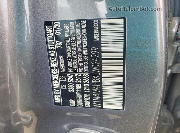 W1N4M4HBXLW024299 2020 MERCEDES-BENZ GLB-CLASS Gray Vista interior de 360 grados